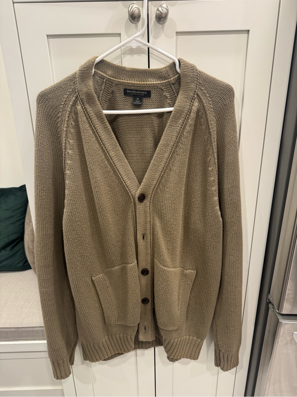 Banana Republic Men's Beige Knit Button-Front Cardigan